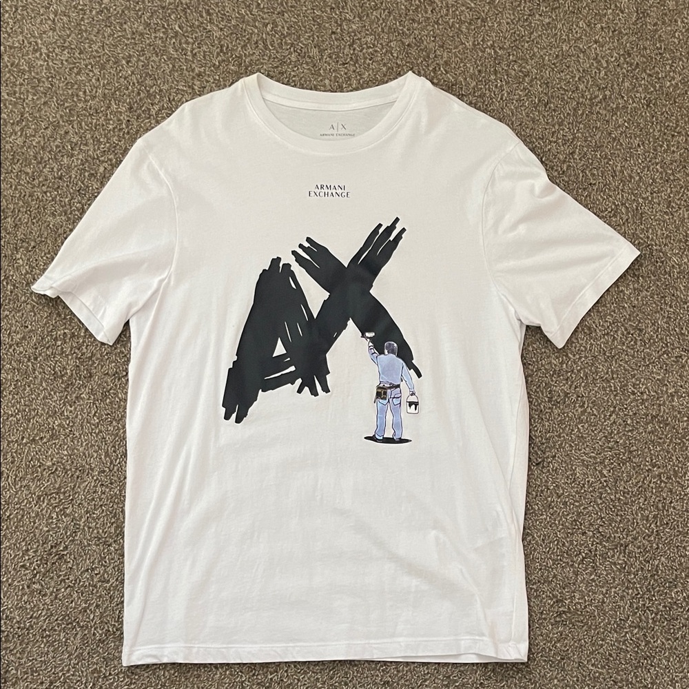 Armani Exchange White Tee with Artistic Black Design